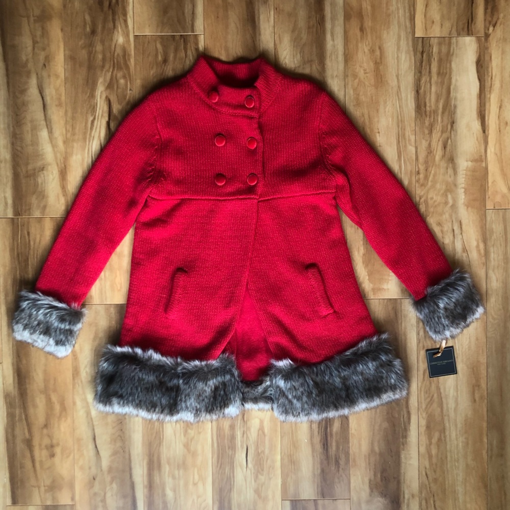 NWT-Girl’s Christian Siriano Red Sweater Jacket